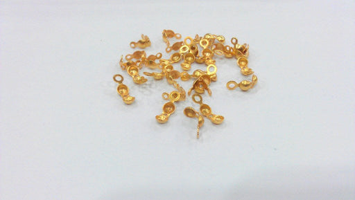 20 Pcs Gold Plated Brass Cord Ends,Findings   G14238