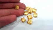 10 Pcs Gold Plated Brass  Small Tube Beads G9645