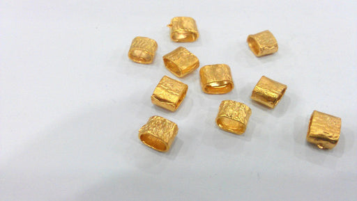 10 Pcs  Small Tube  Charms, Gold Plated Brass  G9645