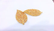 2 Leaf Pendant Charms, (52X48 mm) Gold Plated Brass  G10456