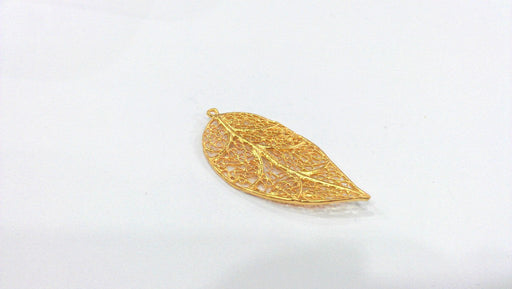 2 Leaf Pendant Charms, (52X48 mm) Gold Plated Brass  G10456