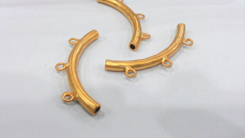 2 Tube Pendant with  3 Loop Setting ,Findings Gold Plated Brass G137