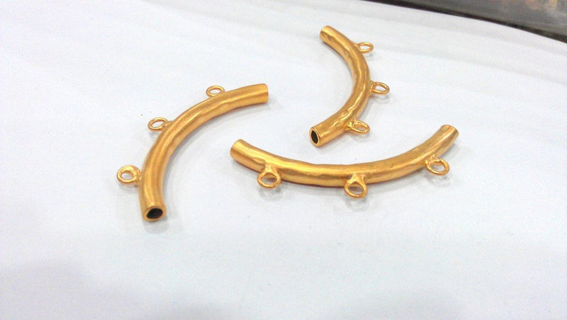 2 Tube Pendant with  3 Loop Setting ,Findings Gold Plated Brass G137