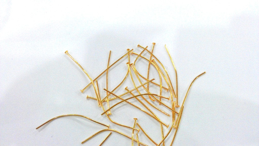 20 Gold Plated Brass Pin , Findings 20 Pcs (40 mm) G144