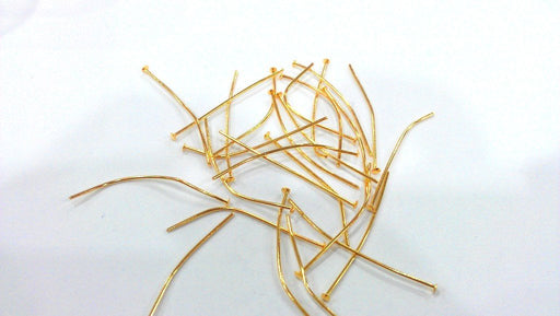 20 Gold Plated Brass Pin , Findings 20 Pcs (40 mm) G144