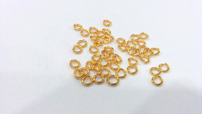 50 Gold Plated Brass strong jump ring , Findings 50 Pcs (6 mm)  G13767