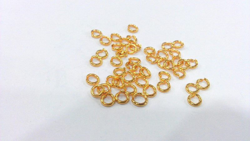 50 Shiny Gold Brass Strong jumpring 24k Gold Brass Findings 50 Pcs (6 mm)  G13767