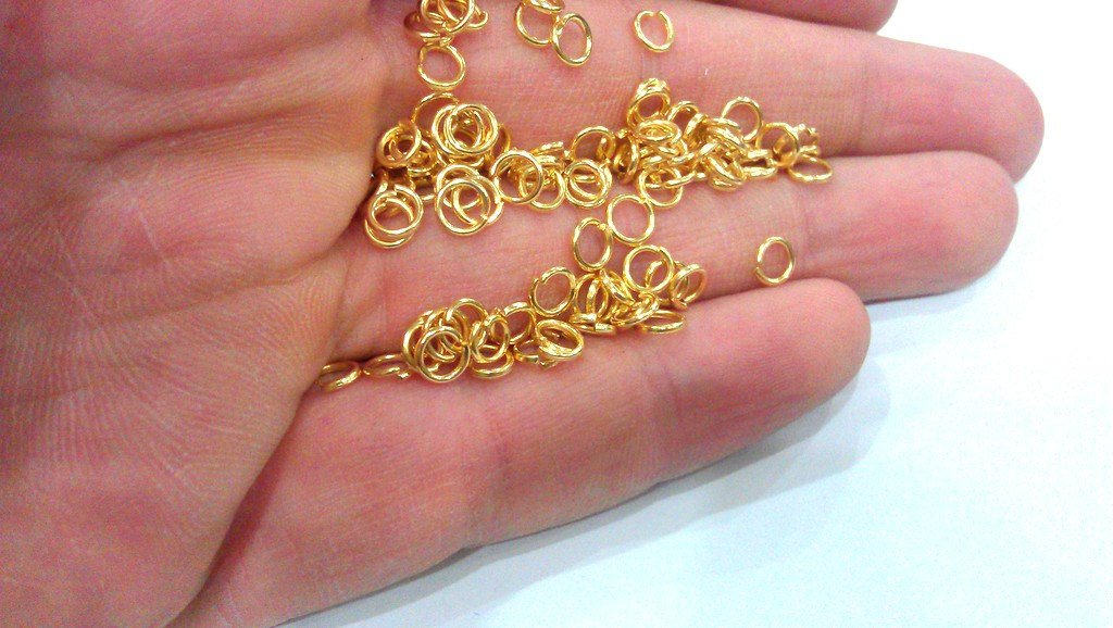 100 Pcs (5 mm) Gold Plated Brass  jumpring ,Findings G147
