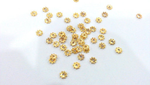 50 Gold Spacer Findings 50 Pcs (5 mm) , Gold Plated Metal G9872