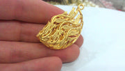Bead Container Pendant  , Gold Plated Brass G152