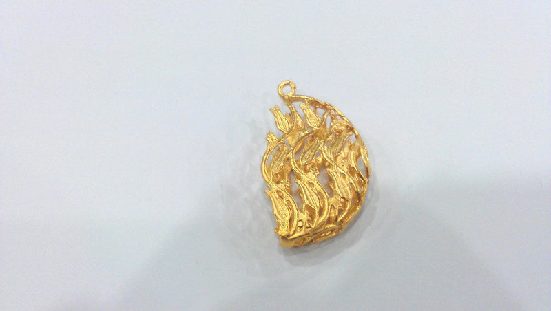 Bead Container Pendant  , Gold Plated Brass G152