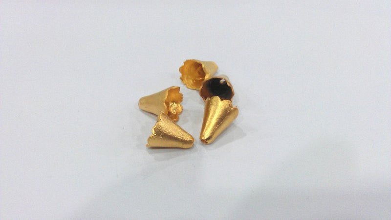 Gold Cone Findings Gold Plated Brass16 Pcs  G156