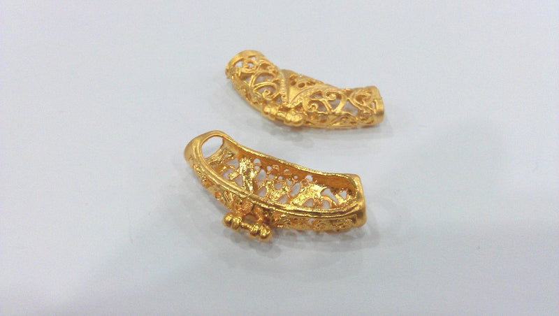 2 Gold Plated Brass Connector Bail  G13678