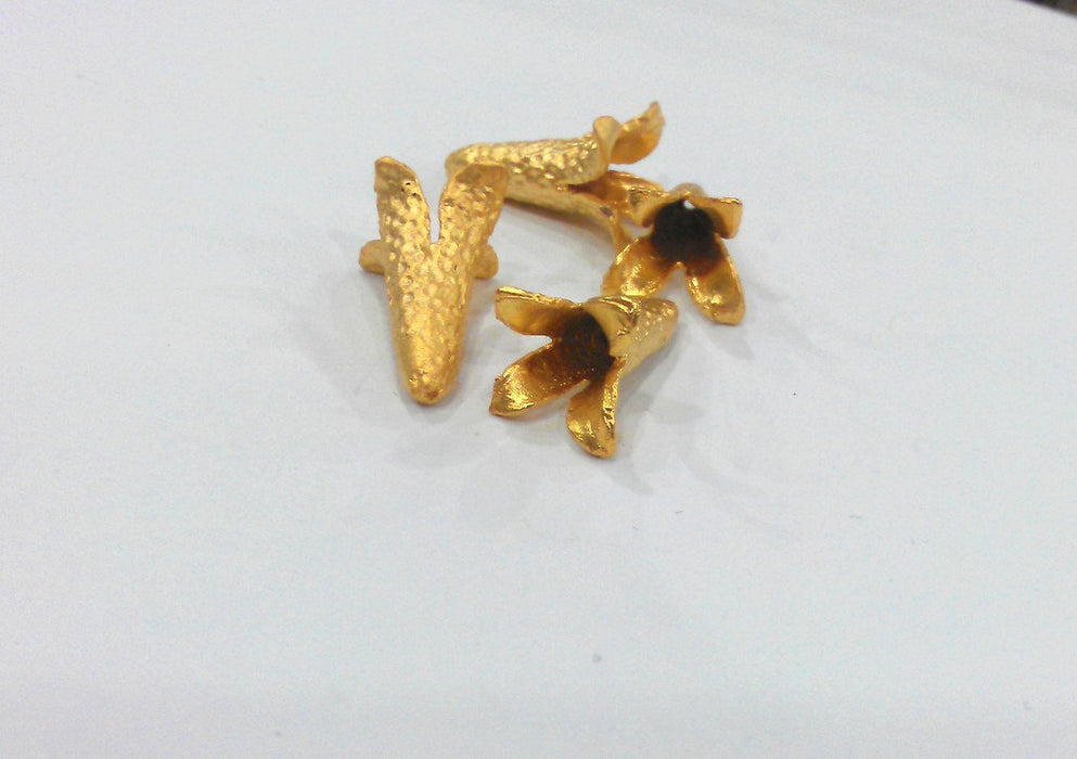 2 Gold Plated Cones Findings , Gold Plated Brass G9229