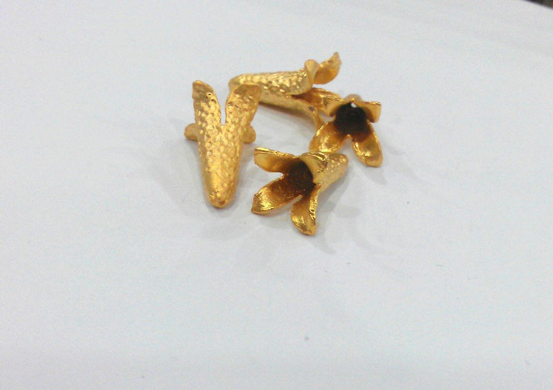 4 Pcs Cone  Findings , Gold Plated Brass  G9229