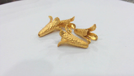 4 Pcs Cone  Findings , Gold Plated Brass  G9229