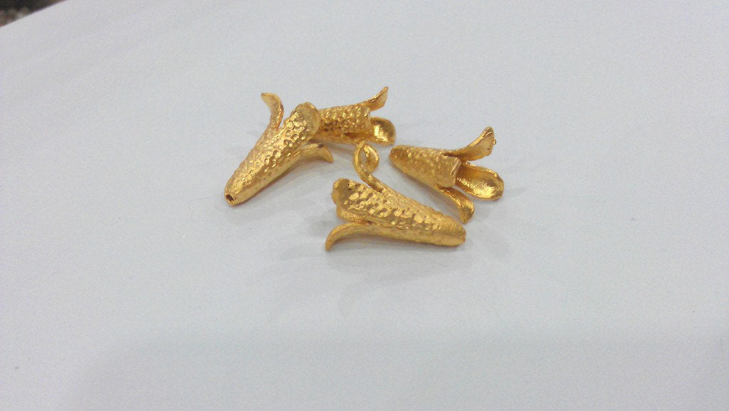 2 Gold Plated Cones Findings , Gold Plated Brass G9229