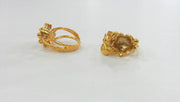 Gold Plated Brass Flower Ring Blank ,  (10mm Blank)  G165
