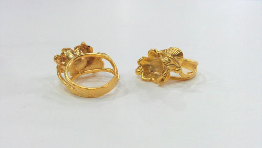 Gold Plated Brass Flower Ring Blank ,  (10mm Blank)  G165