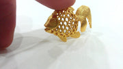 Fish Charms , Gold Plated Brass G12713