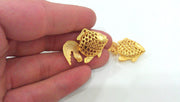 Fish Charms , Gold Plated Brass G12713