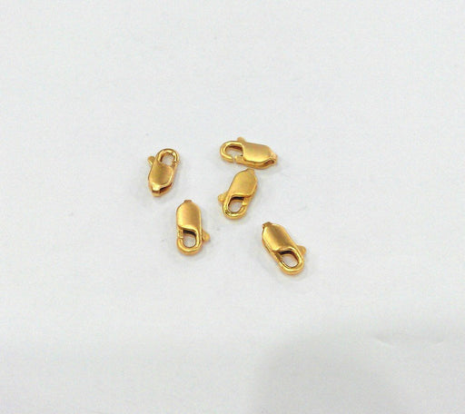 5 Pcs.(13 x 5 mm)  Metal Lobster Clasps , Gold Plated Metal  G171