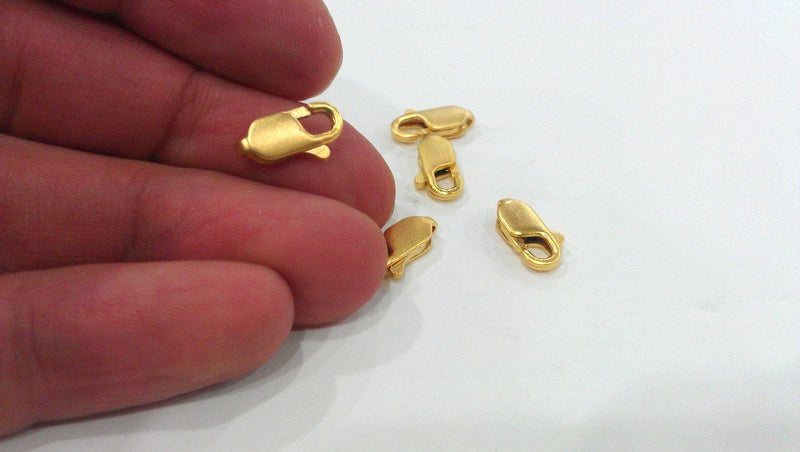 5 Pcs.(13 x 5 mm)  Metal Lobster Clasps , Gold Plated Metal  G171