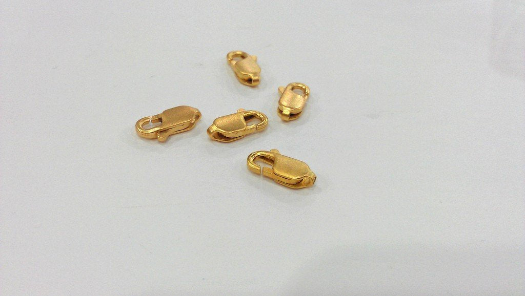 5 Pcs.(13 x 5 mm)  Metal Lobster Clasps , Gold Plated Metal  G171