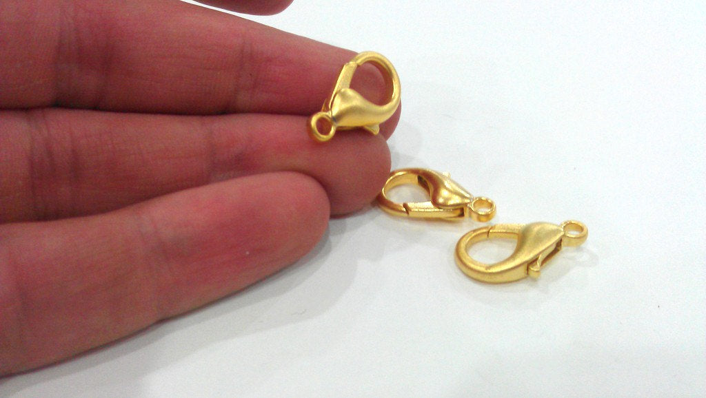 2 Gold Clasp Findings Gold Plated Lobster Clasps 2 Pcs. (20x16 mm) G172