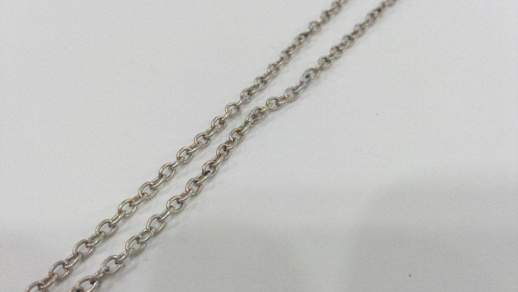 Silver Chain Silver Plated Chain Antique Silver Plated ,  1 Meter - 3.3 Feet  (2x3 mm)  G11073