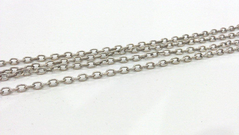 Antique Silver Plated Chain 1 Meter - 3.3 Feet  (3x4 mm) G11075