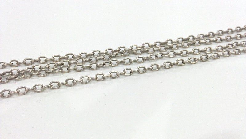 Antique Silver Plated Chain 1 Meter - 3.3 Feet  (3x5 mm)  G16453