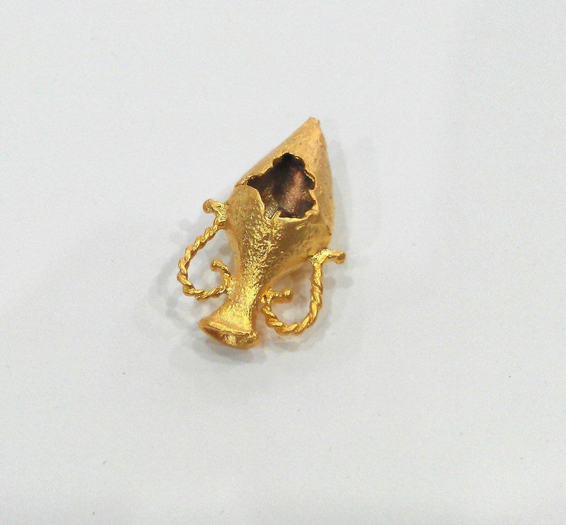 Gold Pendant Amphora Pendant , Gold Plated Brass G9861