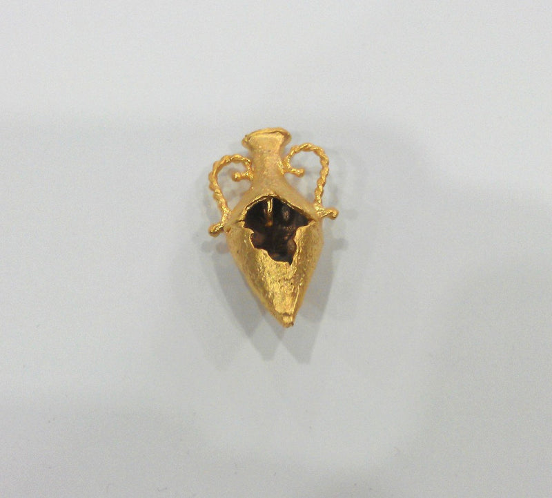 Gold Pendant Amphora Pendant , Gold Plated Brass G9861