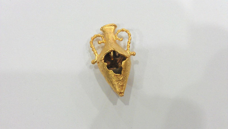 Gold Pendant Amphora Pendant , Gold Plated Brass G9861