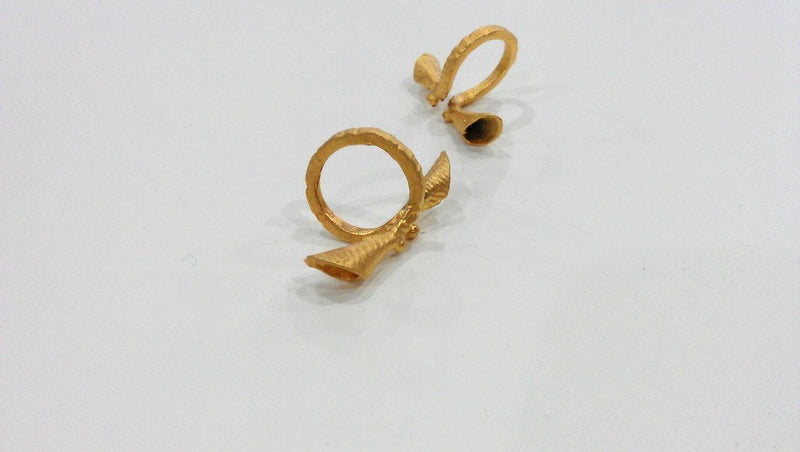 Adjustable Ring Blank (6mm Drop Blank) , Gold Plated  Brass  G11495