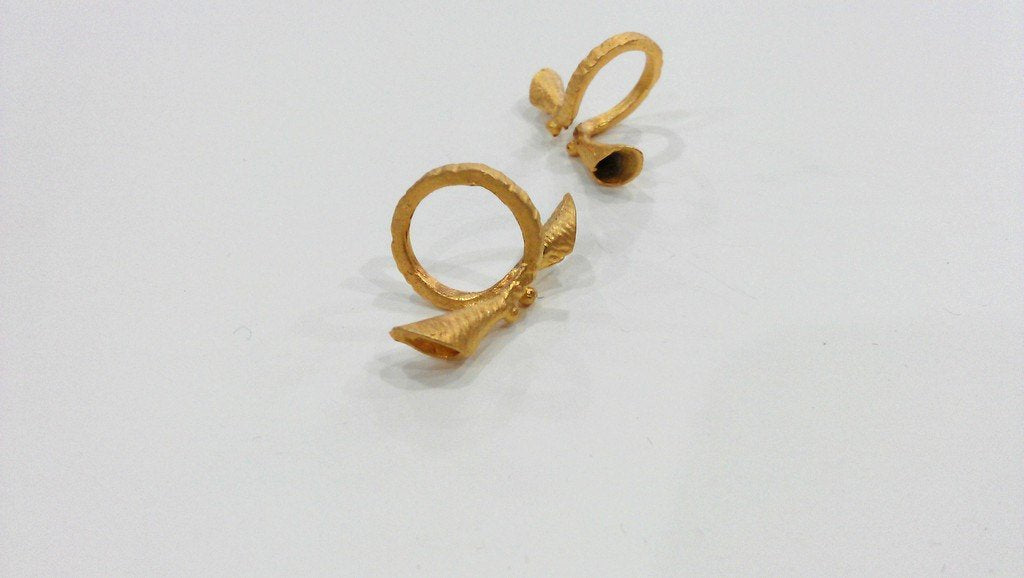 Adjustable Ring Blank (6mm Drop Blank) , Gold Plated  Brass  G11495