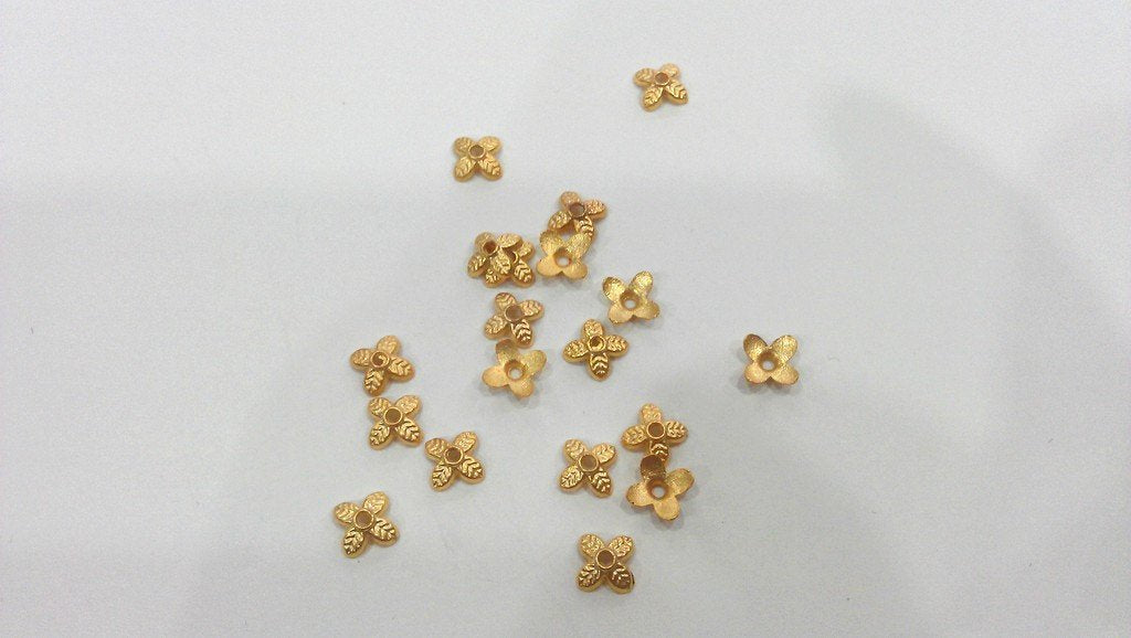 50 Gold Bead Caps Gold Plated Bead Caps  G12794