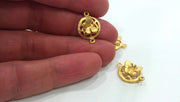 4 Butterfly Charms Connector , Gold Plated Brass 4 Pcs  G186