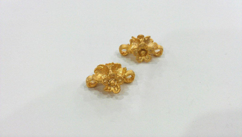 2 Pcs Gold Plated  Flower Connector ,Charms   G190