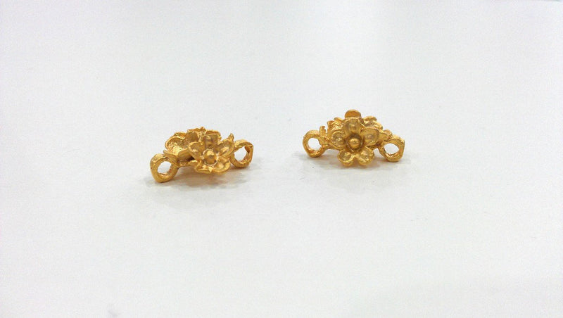 2 Pcs Gold Plated  Flower Connector ,Charms   G190