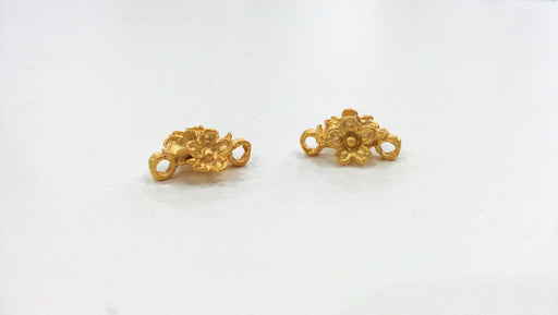 2 Pcs Gold Plated  Flower Connector ,Charms   G190