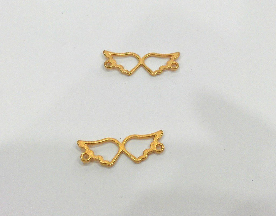 2 Wing Charms Gold Plated Metal  G11803