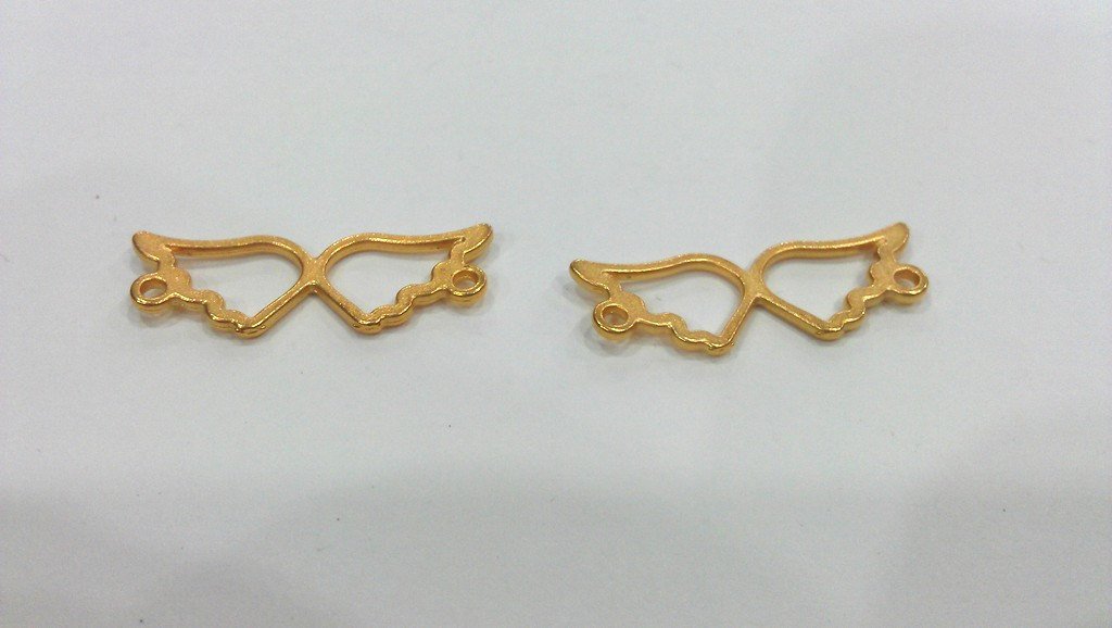 2 Wing Charms Gold Plated Metal  G11803