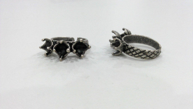 Antique Silver Plated Brass Ring Base Blank (6mm Blank) G10781
