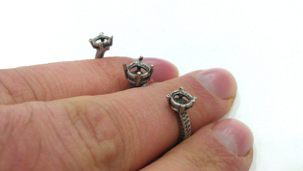 10 Ring Blank Ring setting Silver Plated Brass Ring Base Blank  (4mm and 5mm Blank)  G16287