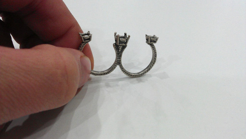 10 Ring Blank Ring setting Silver Plated Brass Ring Base Blank  (4mm and 5mm Blank)  G16287