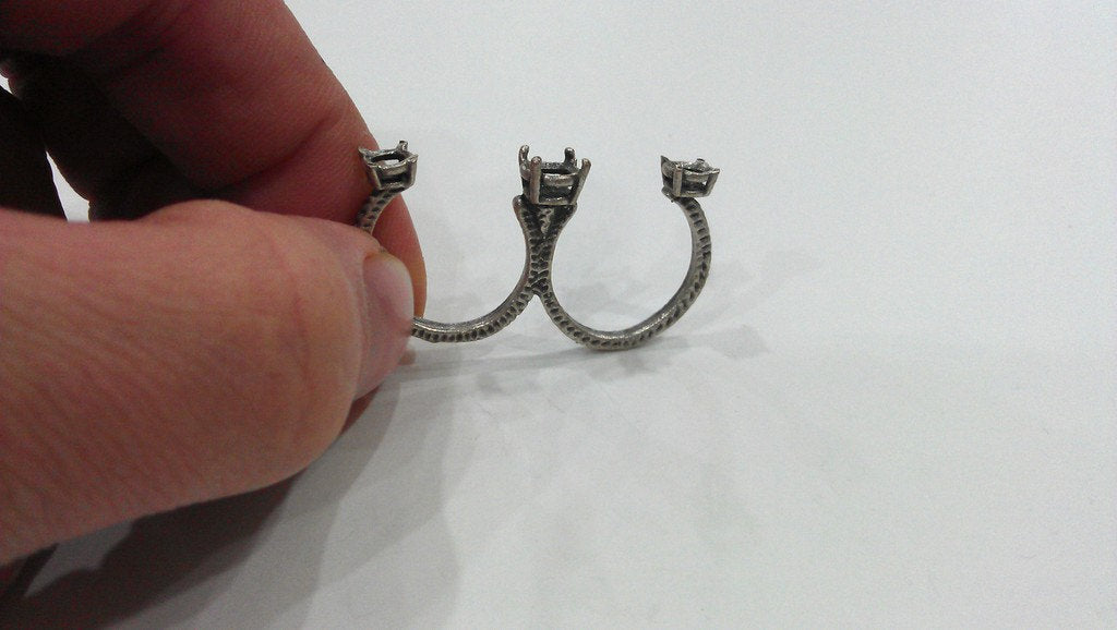 10 Ring Blank Ring setting Silver Plated Brass Ring Base Blank  (4mm and 5mm Blank)  G16287