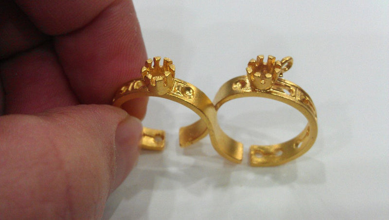 Gold Plated Brass Ring Base Blank  (4mm Blank)  G199