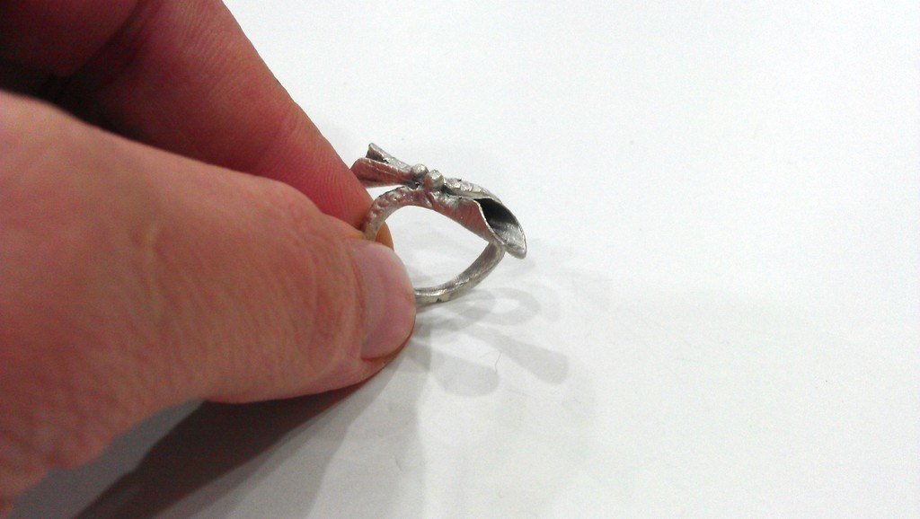 Antique Silver Plated Brass Adjustable Ring Blank  (6mm Drop Blank)  G11482